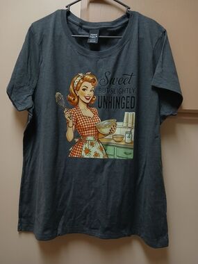 Hanes Charcoal Graphic Tee with Retro Baking Print